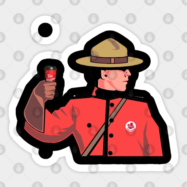 Mountie on a Timmies Run Sticker by Notfit2wear